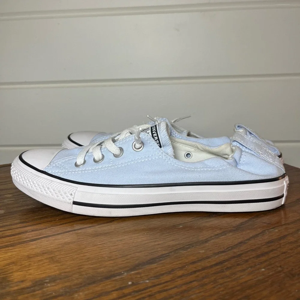 Converse Shoreline Slip On Women 9 Light Blue Canvas Sneaker Chuck Taylor Skater
